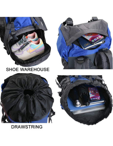 Mochila de Senderismo Bseash 60L Impermeable con Funda