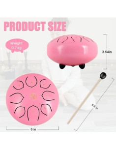 Tambor de Lengua de Acero RANMING 15 cm Rosa 8 Notas 2