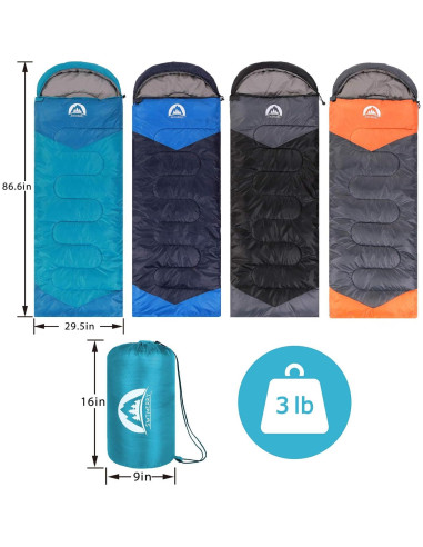 Saco de Dormir SWTMERRY 3 Temporadas Impermeable Azul