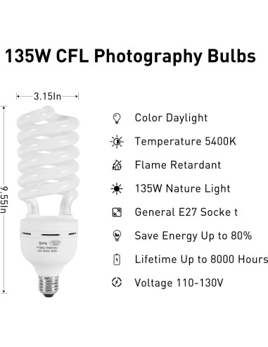 Bombilla CFL 135W E27 Skytex 5400K Luz Fotografía