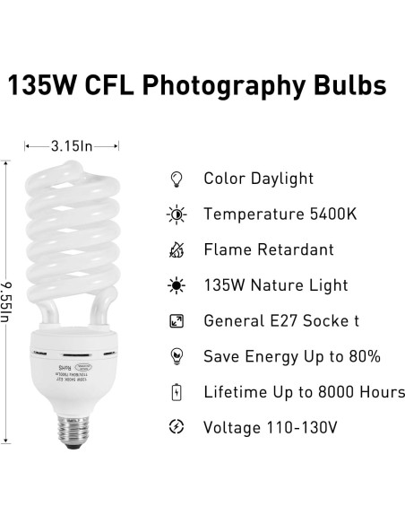 Bombilla CFL 135W E27 Skytex 5400K Luz Fotografía
