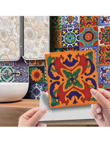 Pegatinas de Azulejos Cendray Retro 10x10 cm Impermeables