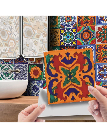 Pegatinas de Azulejos Cendray Retro 10x10 cm Impermeables