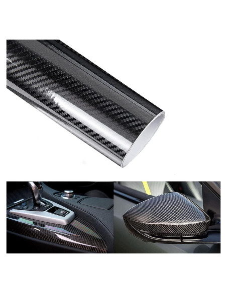 Vinilo Envoltura de Fibra de Carbono Negra 6D Lypumso 300x30cm