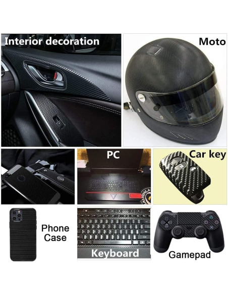 Vinilo Envoltura de Fibra de Carbono Negra 6D Lypumso 300x30cm