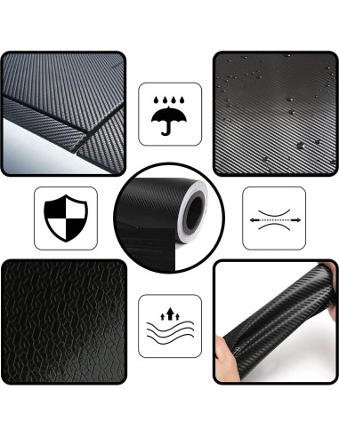 Vinilo Envoltura de Fibra de Carbono Negra 6D Lypumso 300x30cm