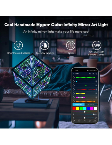 Luz LED Cubo Hiperinfinito Heepulor 15x15 cm Multicolor