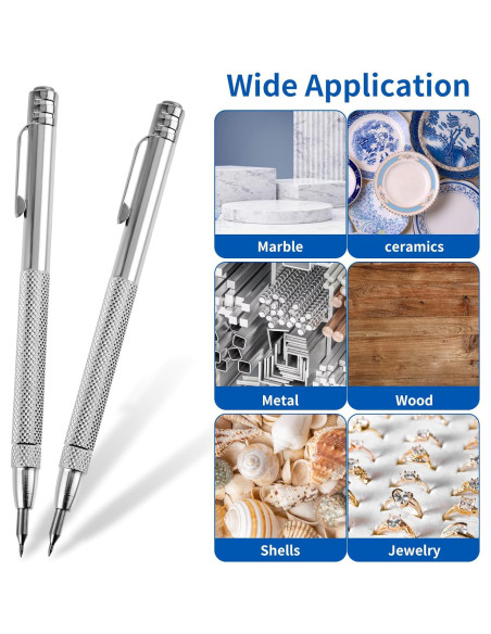 Bolígrafo de Grabado TIESOME 2 Pcs Carburo Tungsteno Plata