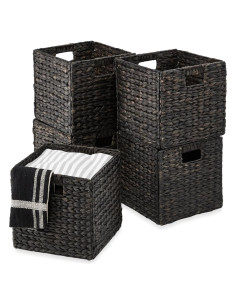 Cestas de Almacenamiento Plegables 5 Piezas Jacinto Negro