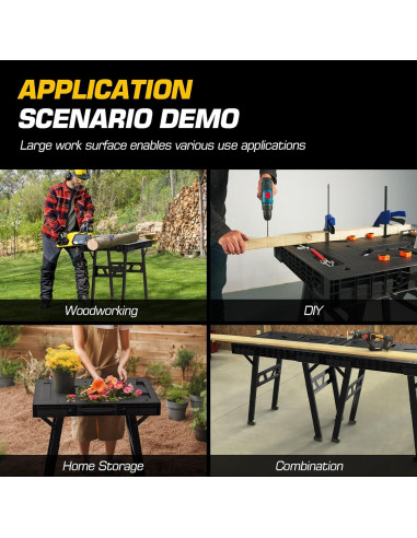 Mesa de Trabajo Plegable ONCUPID 86.36x63.5 cm Negra