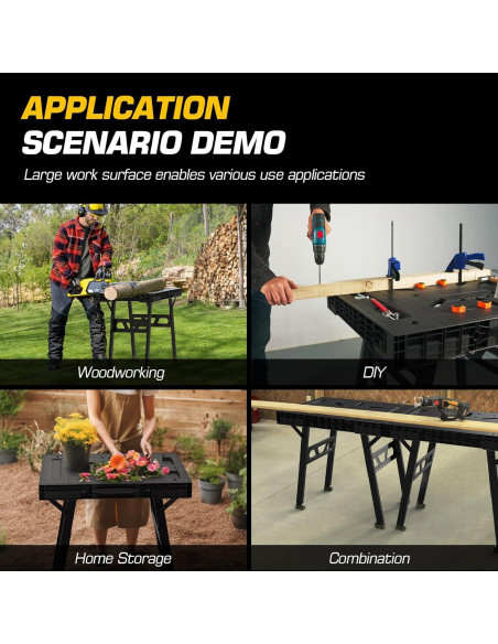 Mesa de Trabajo Plegable ONCUPID 86.36x63.5 cm Negra