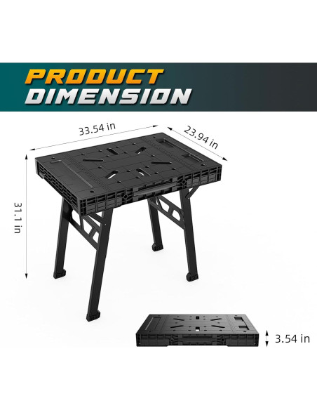 Mesa de Trabajo Plegable ONCUPID 86.36x63.5 cm Negra