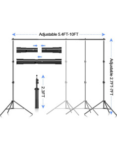 Kit Soporte Fotografía EMART 2.13x3.05m Ajustable con Fondos 2