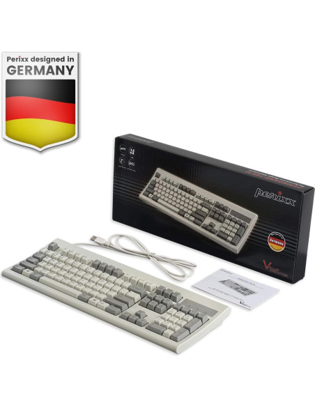 Teclado USB Perixx PERIBOARD-106M Ergonómico Gris/Blanco Teclado USB Perixx PERIBOARD-106M Ergonómico Gris/Blanco