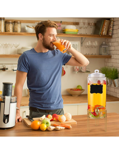 Dispensador de Bebidas FUREEY 3.785L Vidrio con Grifo Dorado