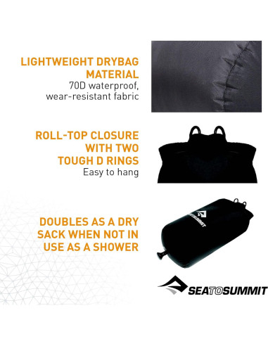 Ducha de bolsillo Sea to Summit 10L Negra para acampar