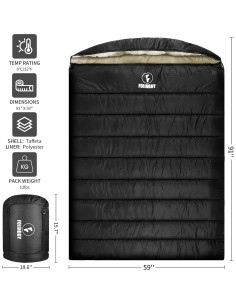 Saco de dormir doble Forinbuy FB2211 Beige 0C 2 personas 2