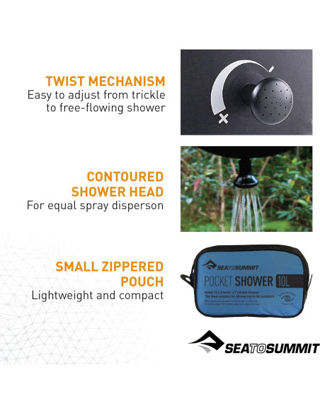 Ducha de bolsillo Sea to Summit 10L Negra para acampar