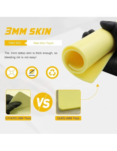 Piel Falsa de Tatuaje Yuelong 3PCS 20x30cm Silicona Doble Cara