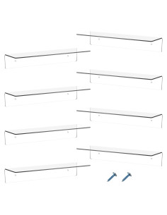 Estante Flotante Acrílico Blulu 8 Piezas 30x10x5 cm Transparente