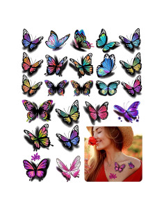 Tatuajes Temporales 3D Mariposas y Flores ZAUGONTW 126 Pcs