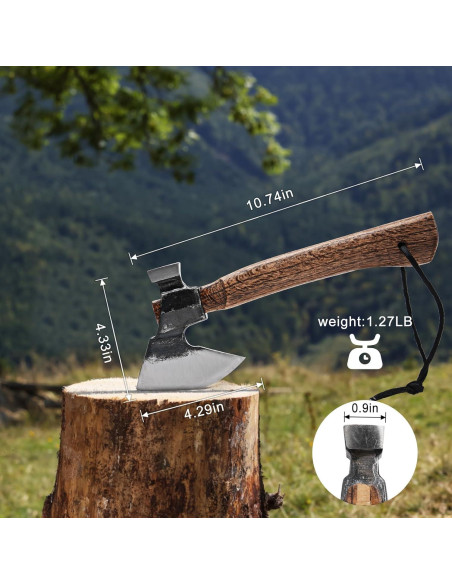 Hacha de Camping Cor cordium 27.3 cm con Funda de Cuero