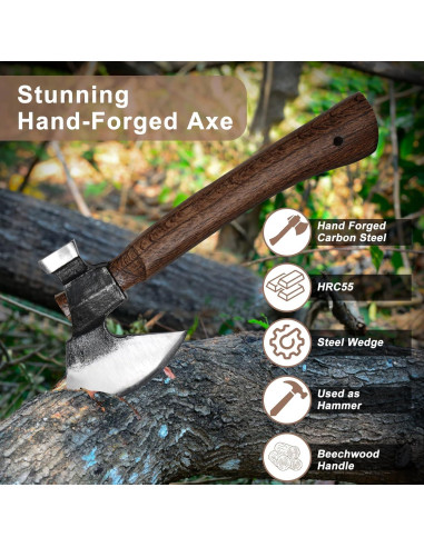 Hacha de Camping Cor cordium 27.3 cm con Funda de Cuero