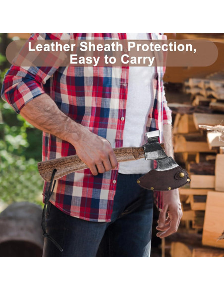 Hacha de Camping Cor cordium 27.3 cm con Funda de Cuero