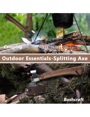 Hacha de Camping Cor cordium 27.3 cm con Funda de Cuero