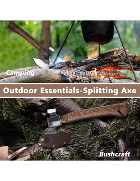 Hacha de Camping Cor cordium 27.3 cm con Funda de Cuero