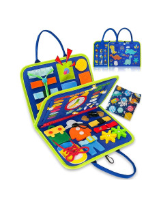 Tablero Ocupado Montessori Exorany Azul 8 en 1 para Niños