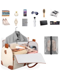 Bolsa de Duffle Ytonet Beige 2 en 1 para Mujeres Resistente al Agua 2