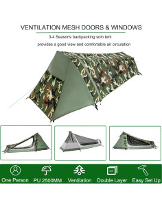 Tienda Bivy Ultraligera GEERTOP 1 Persona Impermeable 4 Temporadas 2