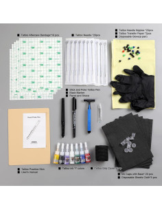 Kit de Tatuaje Poke Stick Hawink con 7 Tintas y Agujas 2