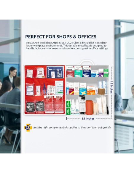Kit de Primeros Auxilios MFASCO ANSI 2021 - Grande, Metálico
