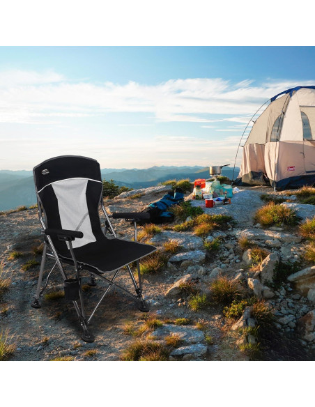 Silla de Camping LANMOUNTAIN Plegable con Reposabrazos y Portavasos