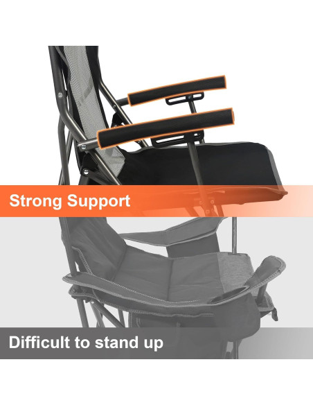 Silla de Camping LANMOUNTAIN Plegable con Reposabrazos y Portavasos