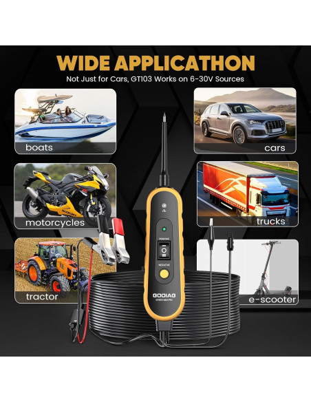 Probador de Circuito Eléctrico GODIAG GT103 PRO 6V-30V