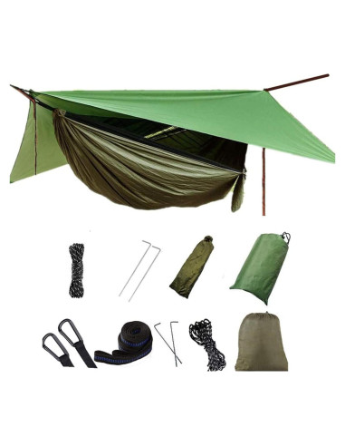 Hamaca de Camping Ovyuzhen con Toldo Impermeable y Red Antimosquitos