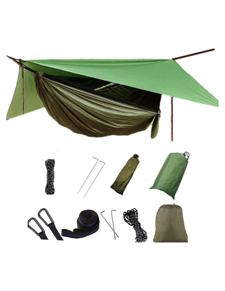 Hamaca de Camping Ovyuzhen con Toldo Impermeable y Red Antimosquitos Hamaca de Camping Ovyuzhen con Toldo Impermeable y Red Antimosquitos