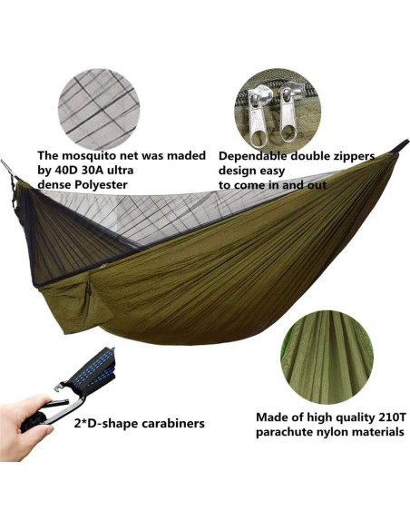 Hamaca de Camping Ovyuzhen con Toldo Impermeable y Red Antimosquitos Hamaca de Camping Ovyuzhen con Toldo Impermeable y Red Antimosquitos