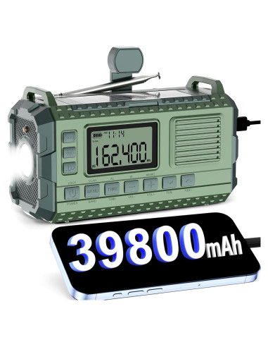 Radio Meteorológica de Emergencia Sttfaishen F20 Verde 39800mAh