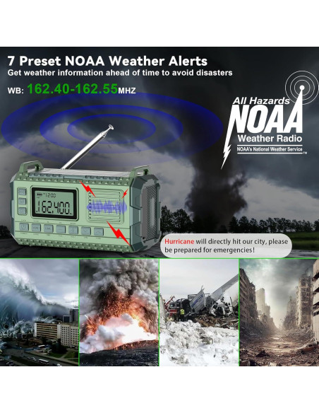 Radio Meteorológica de Emergencia Sttfaishen F20 Verde 39800mAh