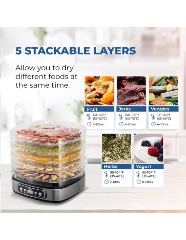 Deshidratador de Alimentos Rosewill RHFD-19001, 5 Bandejas, 350W