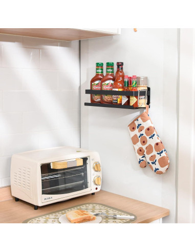 Estante Flotante de Especias Yoniccal Negro Acero Inoxidable 10 kg