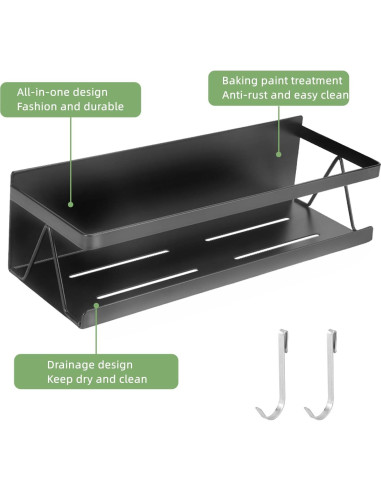 Estante Flotante de Especias Yoniccal Negro Acero Inoxidable 10 kg