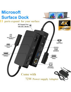 Estación de Acoplamiento Microsoft Surface 11 en 1 4K HDMI 2