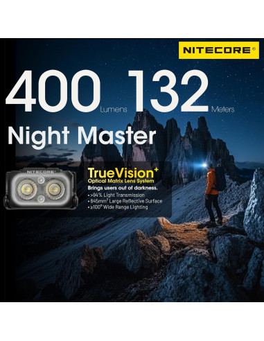 Linterna Frontal Nitecore NU25 MCT 400 Lúmenes Recargable USB-C