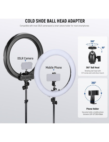 Luz de Anillo LED NEEWER RL-18 58W 5600K 45cm con Soporte Luz de Anillo LED NEEWER RL-18 58W 5600K 45cm con Soporte