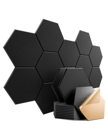 Paquete de 12 Paneles Acústicos Autoadhesivos 30x26x1 cm Negro